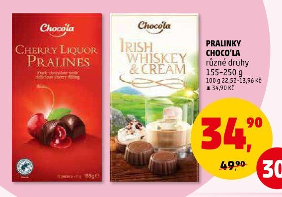 PRALINKY CHOCO'LA různé druhy 155-250 g