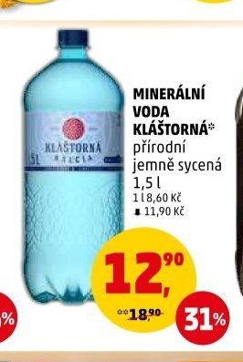 MINERÁLNÍ VODA KLÁŠTORNÁ přírodní jemně sycená