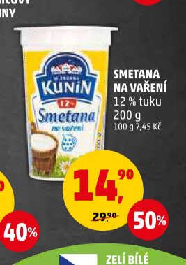 Smetana na vaření Kunín