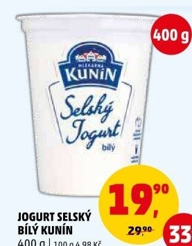 Bílý jogurt selský Mlékárna Kunín
