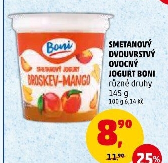 Jogurt smetanový ochucený Boni