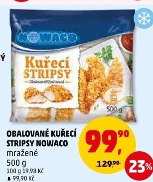 Kuřecí stripsy mražené Nowaco
