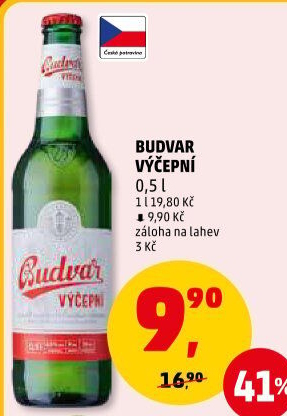 Pivo světlé výčepní Budweiser Budvar