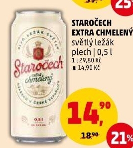 Pivo světlý ležák Staročech extra chmelený