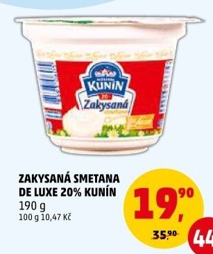 Zakysaná smetana de luxe Mlékárna Kunín 20%