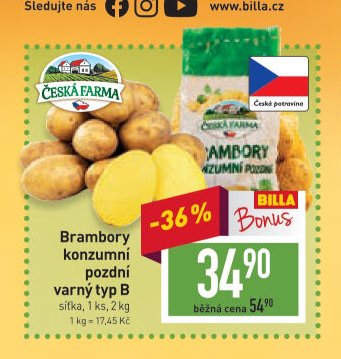 Brambory konzumní pozdní varný typ B