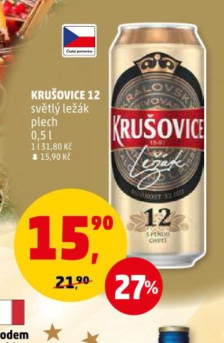 Krušovice 12 světlá ležák plech