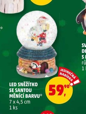 LED SNĚŽÍTKO SE SANTOU MĚNÍCÍ BARVU