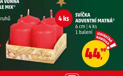 SVÍČKA ADVENTNÍ MATNÁ