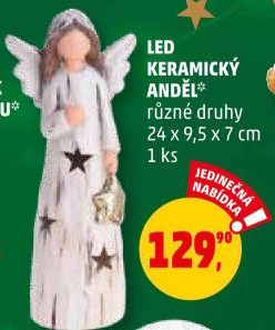 Keramická LED dekorace vánoční
