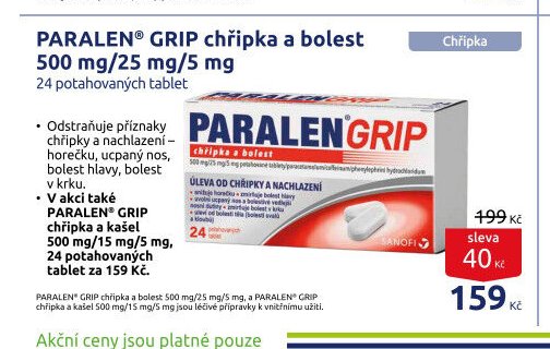 PARALEN GRIP chřipka a bolest 500 mg/25 mg/5 mg