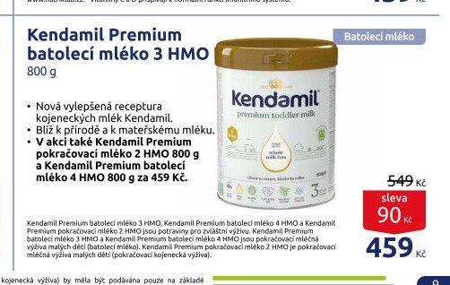 Kendamil Premium batolecí mléko 3 HMO 800 g