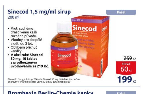 Sinecod 1,5 mg/ml sirup 200 ml
