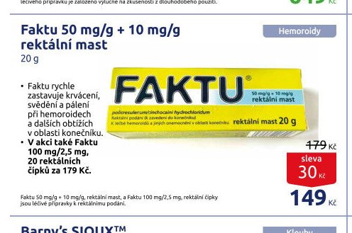 Faktu 50 mg/g + 10 mg/g rektální mast 20 g