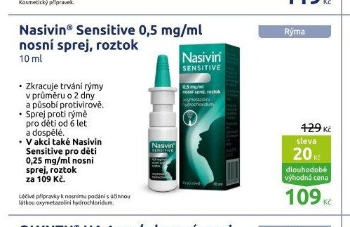 Nasivin Sensitive 0,5 mg/ml nosní sprej, roztok
