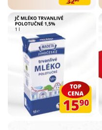 JČ mléko trvanlivé polotučné 1,5%