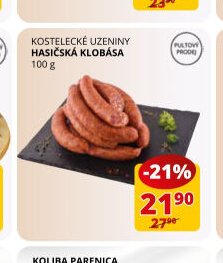 KOSTELECKÉ UZENINY HASIČSKÁ KLOBÁSA 100 g
