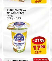 KUNÍN SMETANA NA VAŘENÍ 12% 200 g