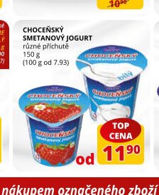 CHOCEŇSKÝ SMETANOVÝ JOGURT různé příchutě 150 g