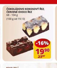 ČOKOLÁDOVO KOKOSOVÝ ŘEZ, ČERVENÉ OVOCE ŘEZ