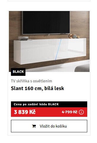 TV skříňka s osvětlením Slant 160 cm, bílá lesk - ASKO akcniletaky.com