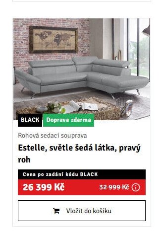 Rohová sedací souprava Estelle, světle šedá látka, pravý roh - ASKO akcniletaky.com