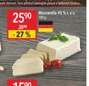 Mozzarella 45 % t. v s.