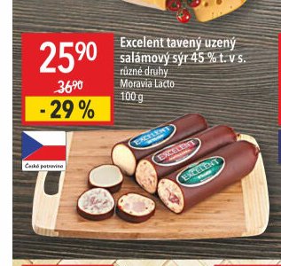 Excelent tavený uzený salámový sýr 45 % t. v s.