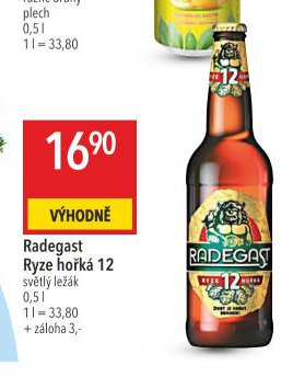 Radegast Ryze hořká 12 světlý ležák
