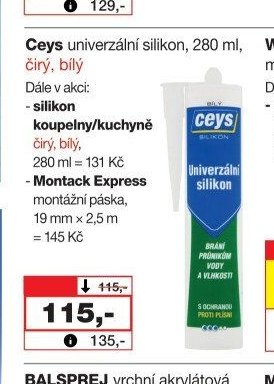 Ceys univerzální silikon, 280 ml, čirý, bílý