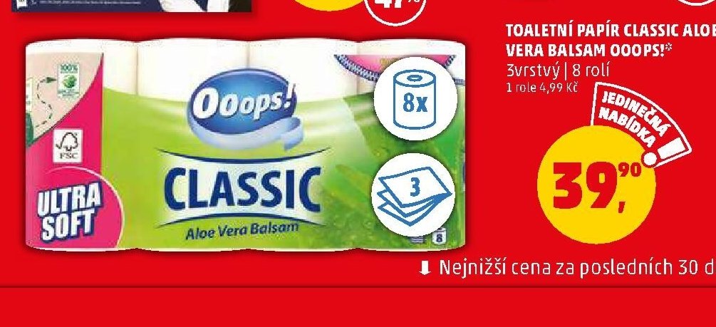 Toaletní papír Classic Aloe Vera Balsam Ooops!
