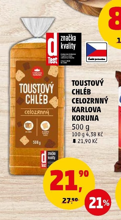 TOUSTOVÝ CHLÉB CELOZRNNÝ KARLOVA KORUNA