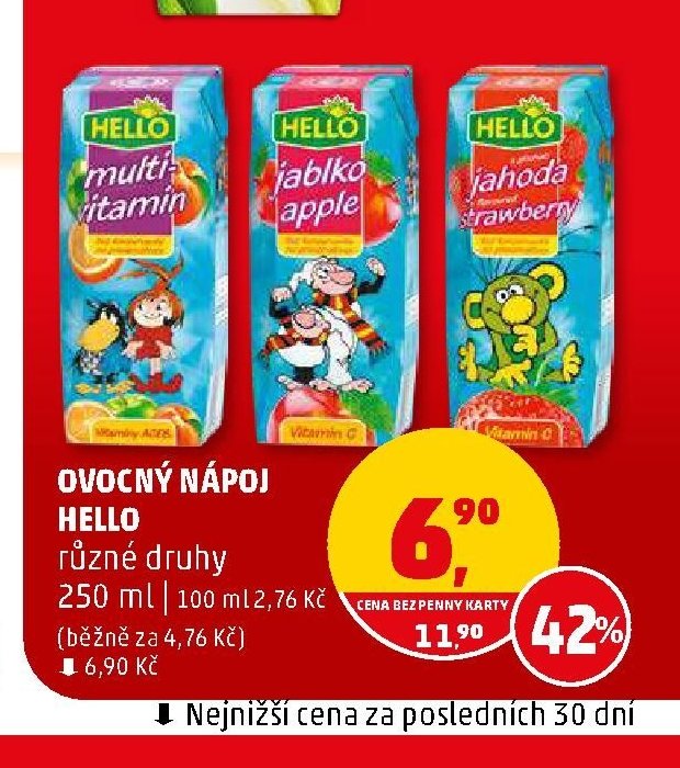 Ovocný nápoj Hello 250 ml