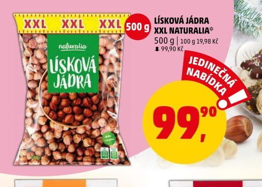 LÍSKOVÁ JÁDRA XXL NATURALIA 500 g