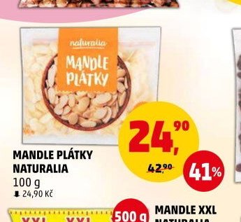 MANDLE PLÁTKY NATURALIA 100 g