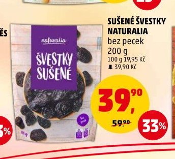 SUŠENÉ ŠVESTKY NATURALIA bez pecek 200 g