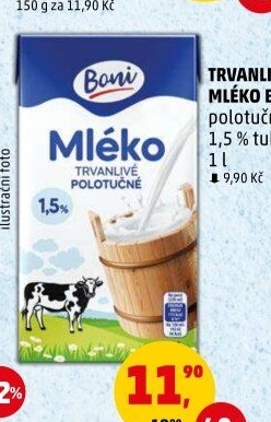 Mléko trvanlivé Boni - 1,5% polotučné