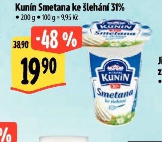 Kunín Smetana ke šlehání 31%