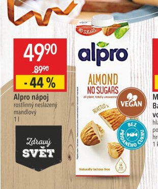 Alpro nápoj rostlinný neslazený mandlový 1 l
