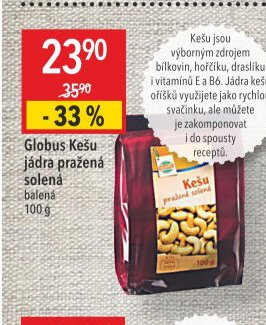 Globus Kešu jádra pražená solená