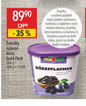 Švestky sušené dóza Gold Pack