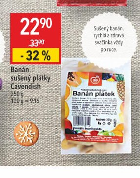 Banán sušený plátky Cavendish