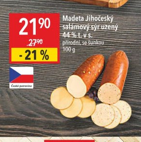 Madeta Jihočeský salámový sýr uzený 44 % t. v s.