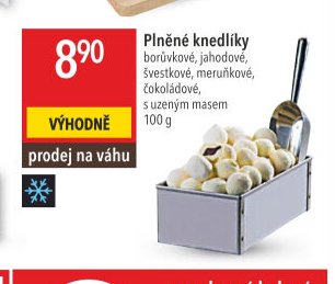 Plněné knedlíky borůvkové, jahodové, švestkové, meruňkové, čokoládové, s uzeným masem 100 g