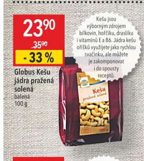 Globus Kešu jádra pražená solená