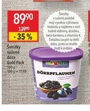 Švestky sušené dóza Gold Pack