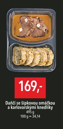 Daňčí se šípkovou omáčkou a karlovarskými knedlíky