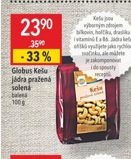 Globus Kešu jádra pražená solená