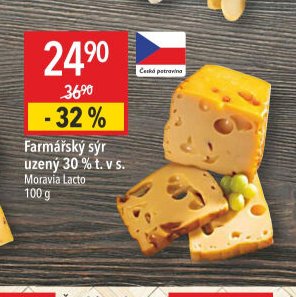 Farmářský sýr uzený 30 % t. v s.