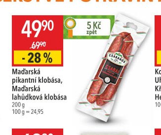 Maďarská pikantní klobása, Maďarská lahůdková klobása